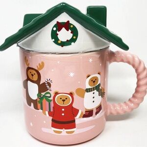 Starbucks Holiday Bear Gingerbread House Mug w/ House Lid